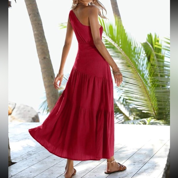 Boho one shoulder ruffle hem maxi dress - Picture 3 of 15